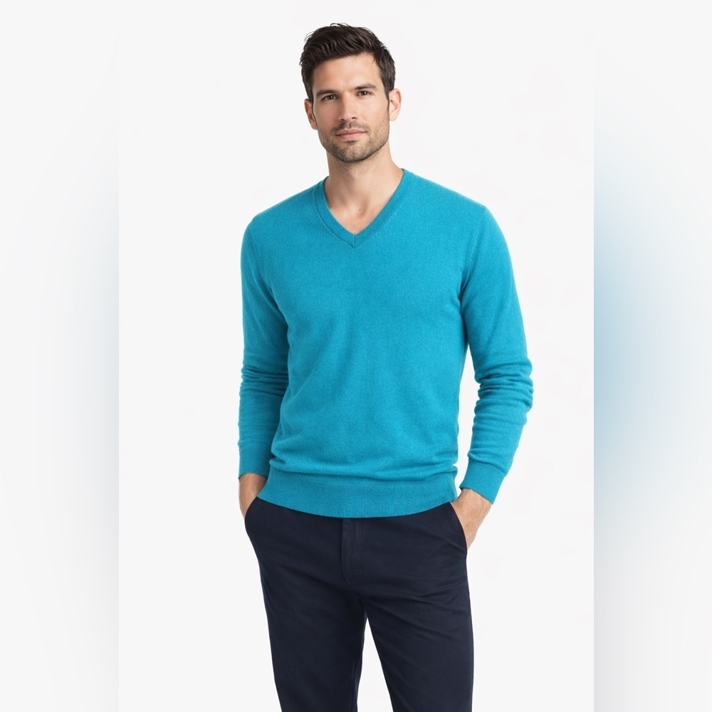 J. Crew Turquoise V-Neck cashmere blend Sweater for Men